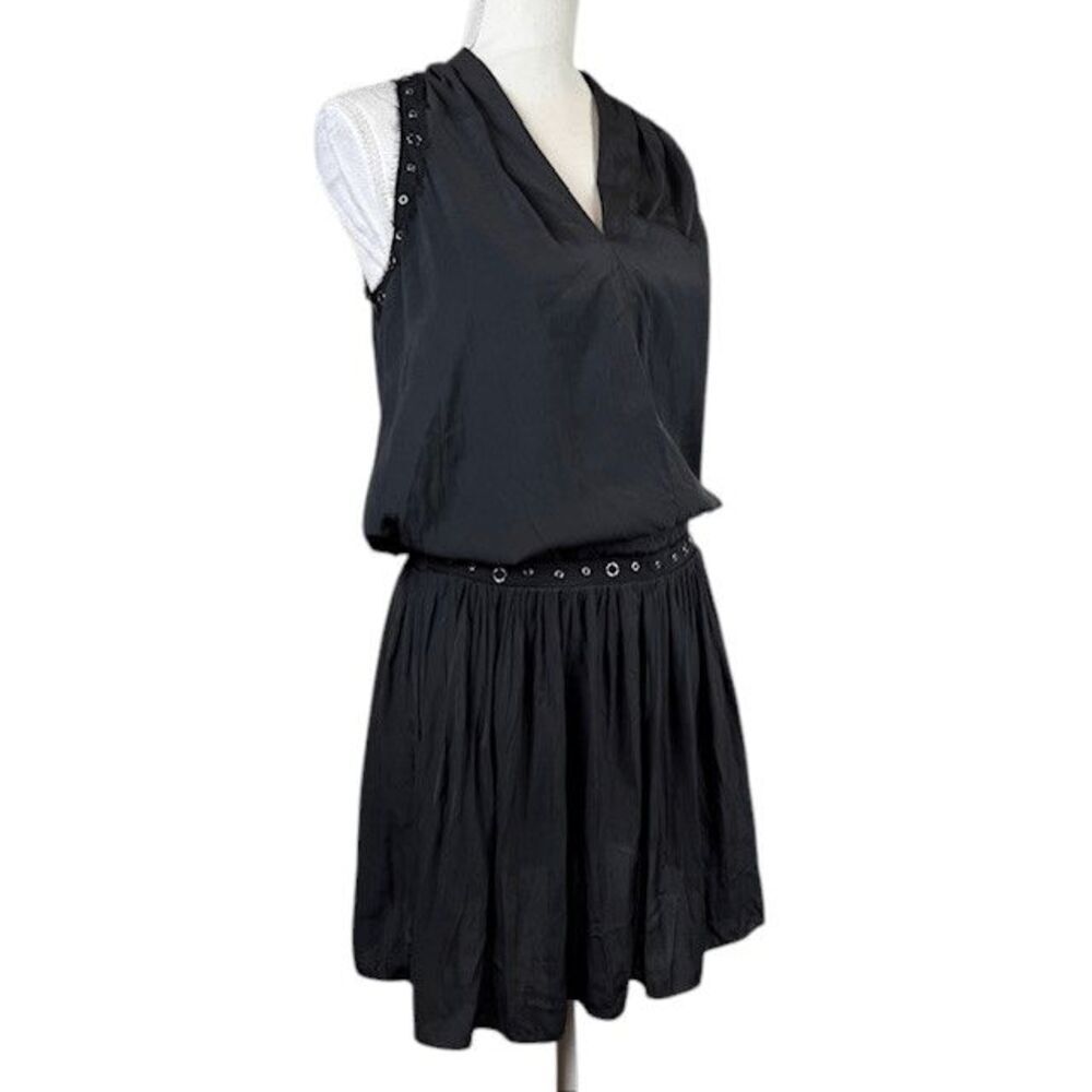 Ramy Brook Mannie Drop‎ Waist Mini Dress with Grommet Details Black Size XS